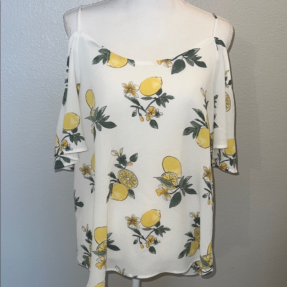 Kaileigh White and Yellow lemon Blouse